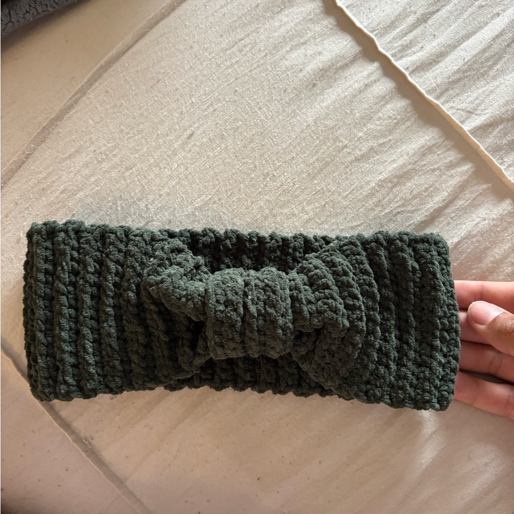 Cozy Green Knit Headband handmade